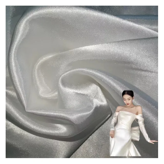 New design crystal shiny and smooth bridal satin fabric for wedding