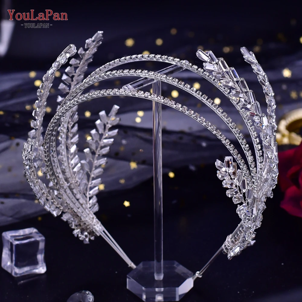 YouLaPan HP479 2022 New Women Hairband Square Rhinestone Leaf Shape Party Headwear Bridal Headband Wedding Hair Accessories