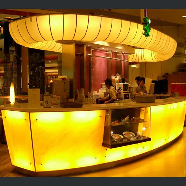 illuminated led free standing commercial wooden modern bar counter
