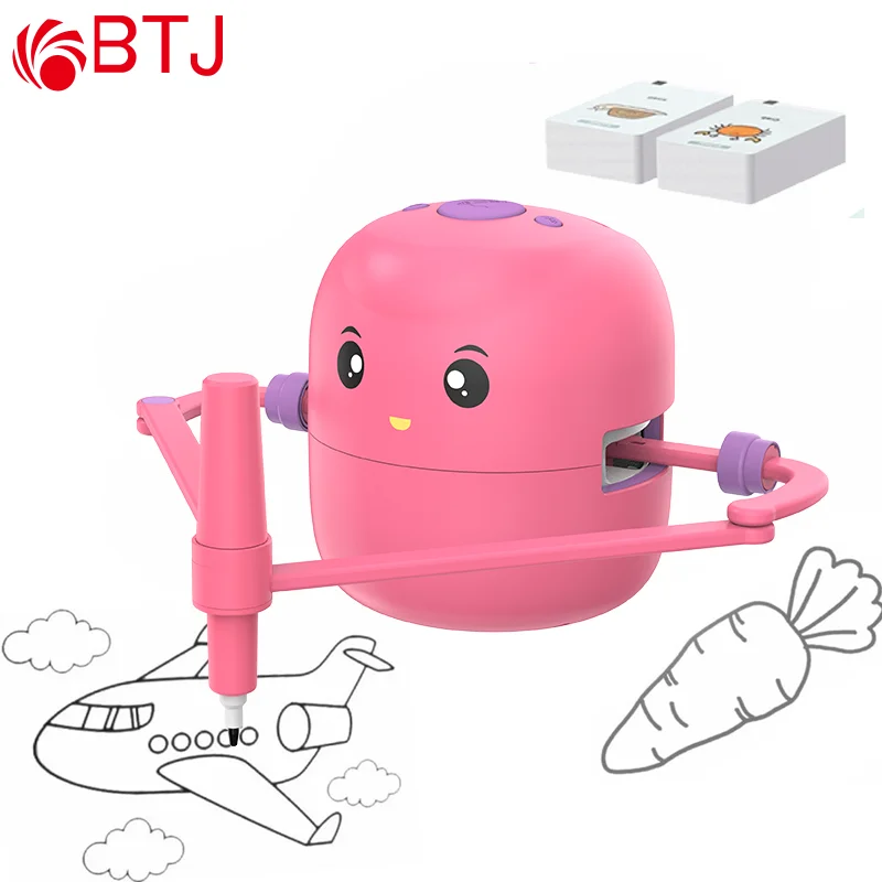 Interactive Educational Drawing Robot for Kids - Montessori Learning Toy with 100 Word Cards, Voice Interaction, Ages 5+