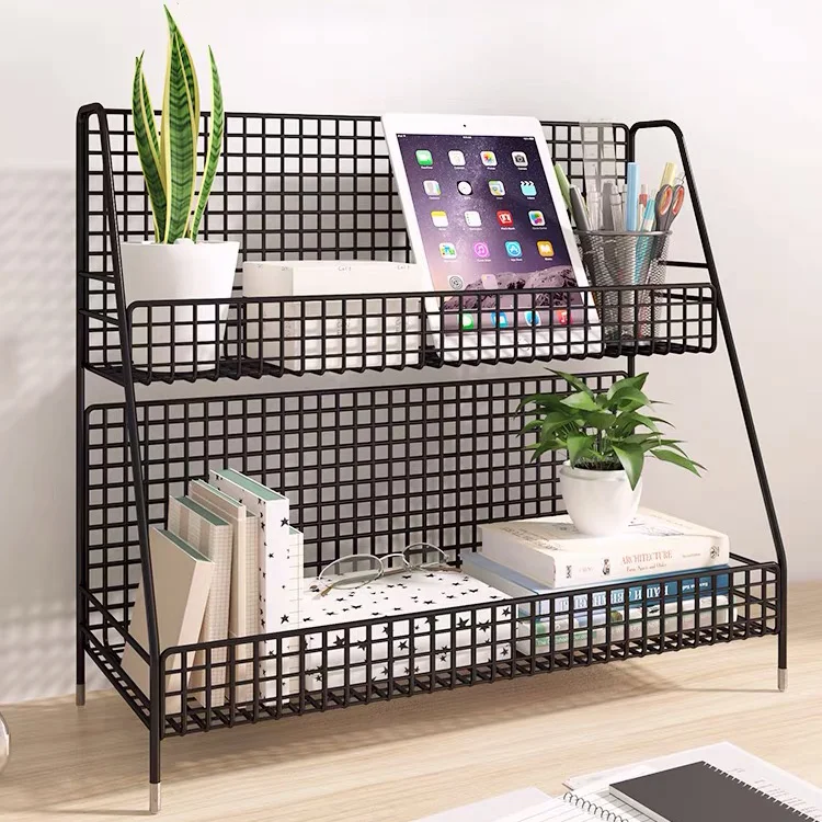 Best Selling customized 2-Layer Metal Household Desktop Storage Basket