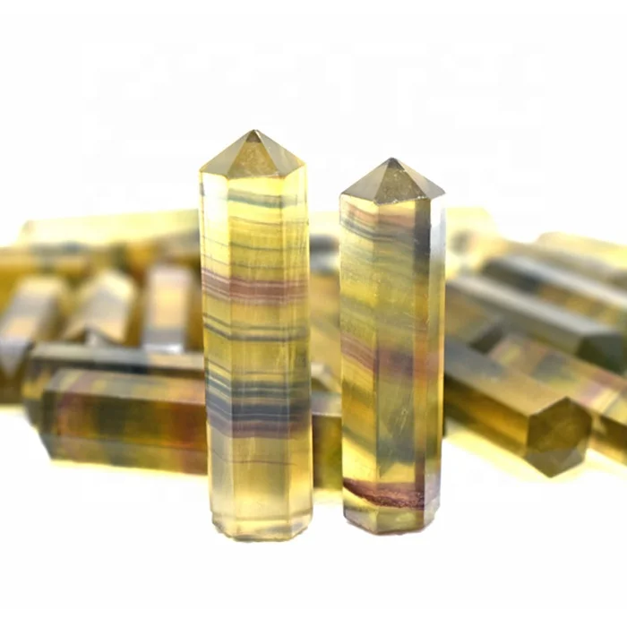 
Wholesale Multi Fluorite Terminated Single Point Pencils Crystal Obelisks Mineral Stone for Decorations and Healing 