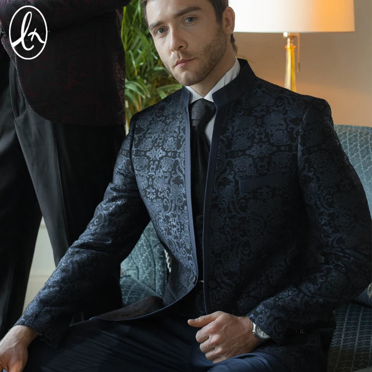 2019 Turkish Men Suits Luxury Printed Tuxedos Wholesale 3 Piece Suit