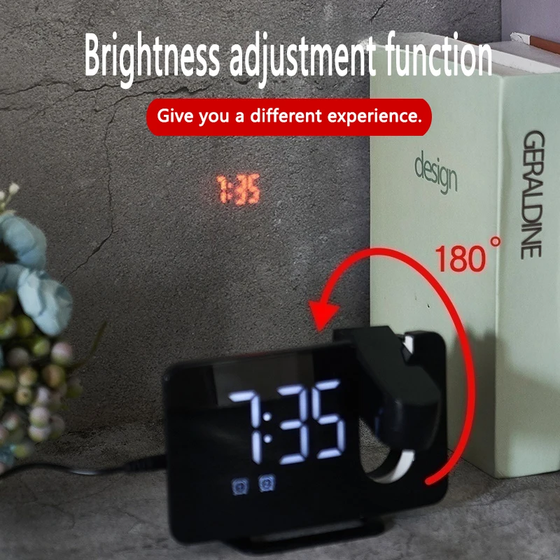 Cross-border Supplied Radio Projection Alarm Clock with Large-Screen LED Display and Curved Surface Double Alarm Table Clock0716