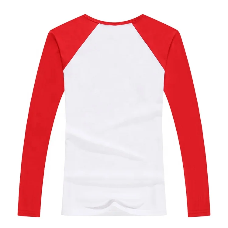 Wholesale Raglan O Neck Long Sleeve Shirt Custom Logo Print Pullover T-shirt Advertising Shirt Color Stitching T-shirt