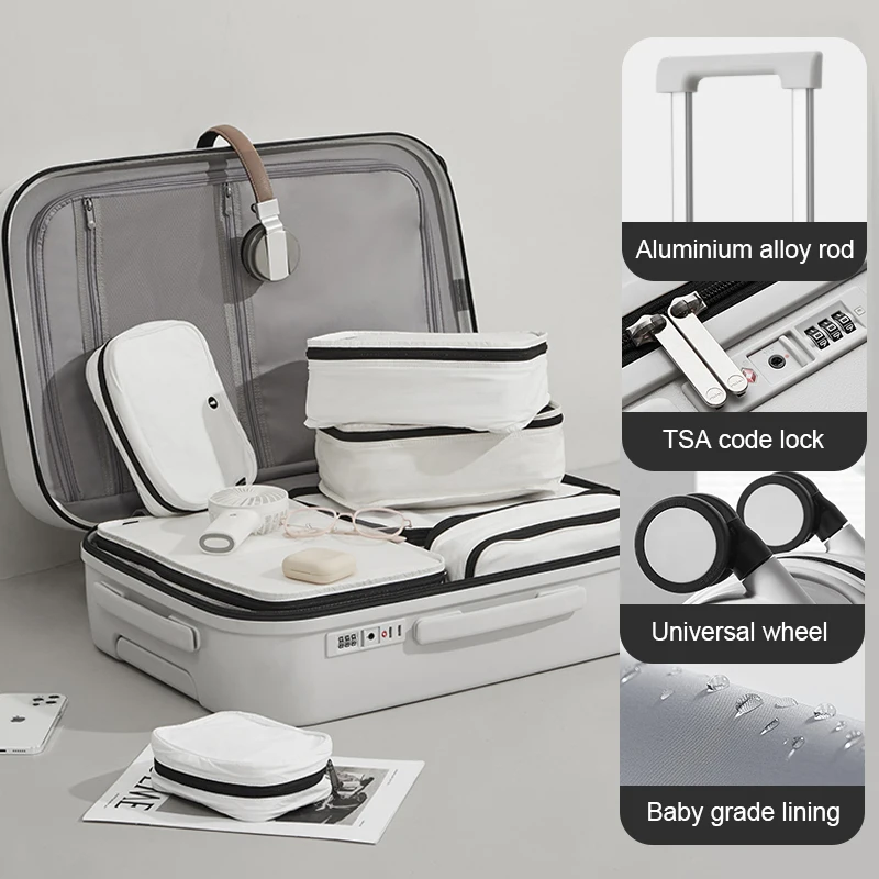 Mixi Zipper Carry On Suitcases Spinner Wheels Rolling Smart Custom Traveling PC Luggage Suitcase