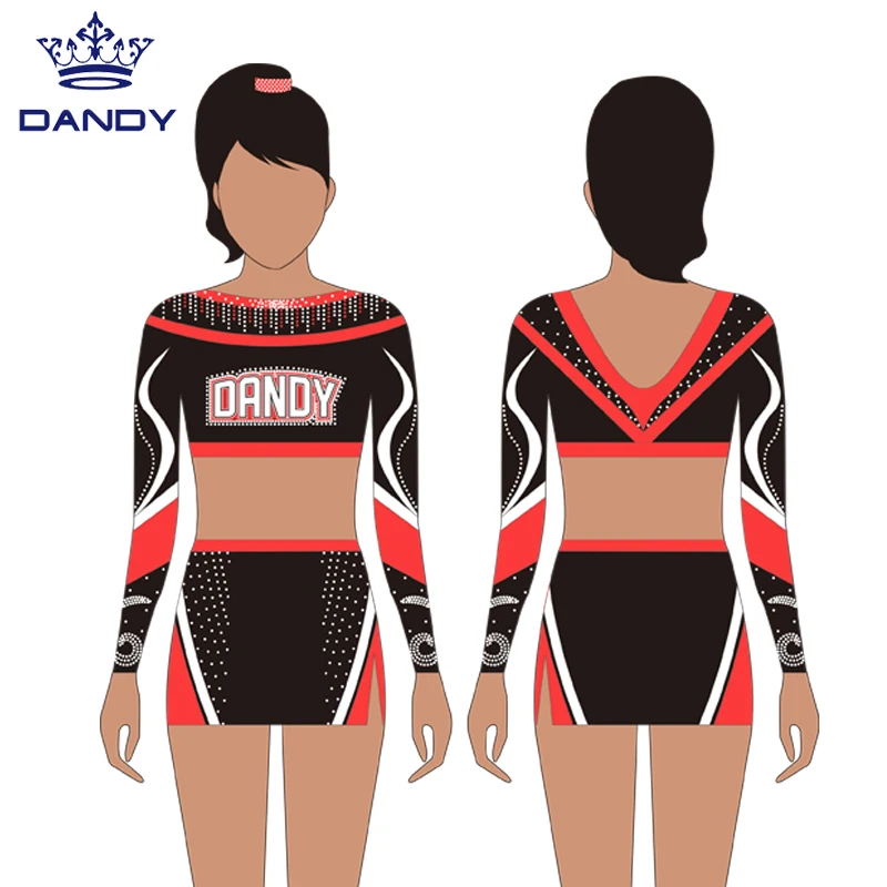 Custom high quality hot sale cheerleading uniforms bling stretch mystique sparkle cheer uniforms