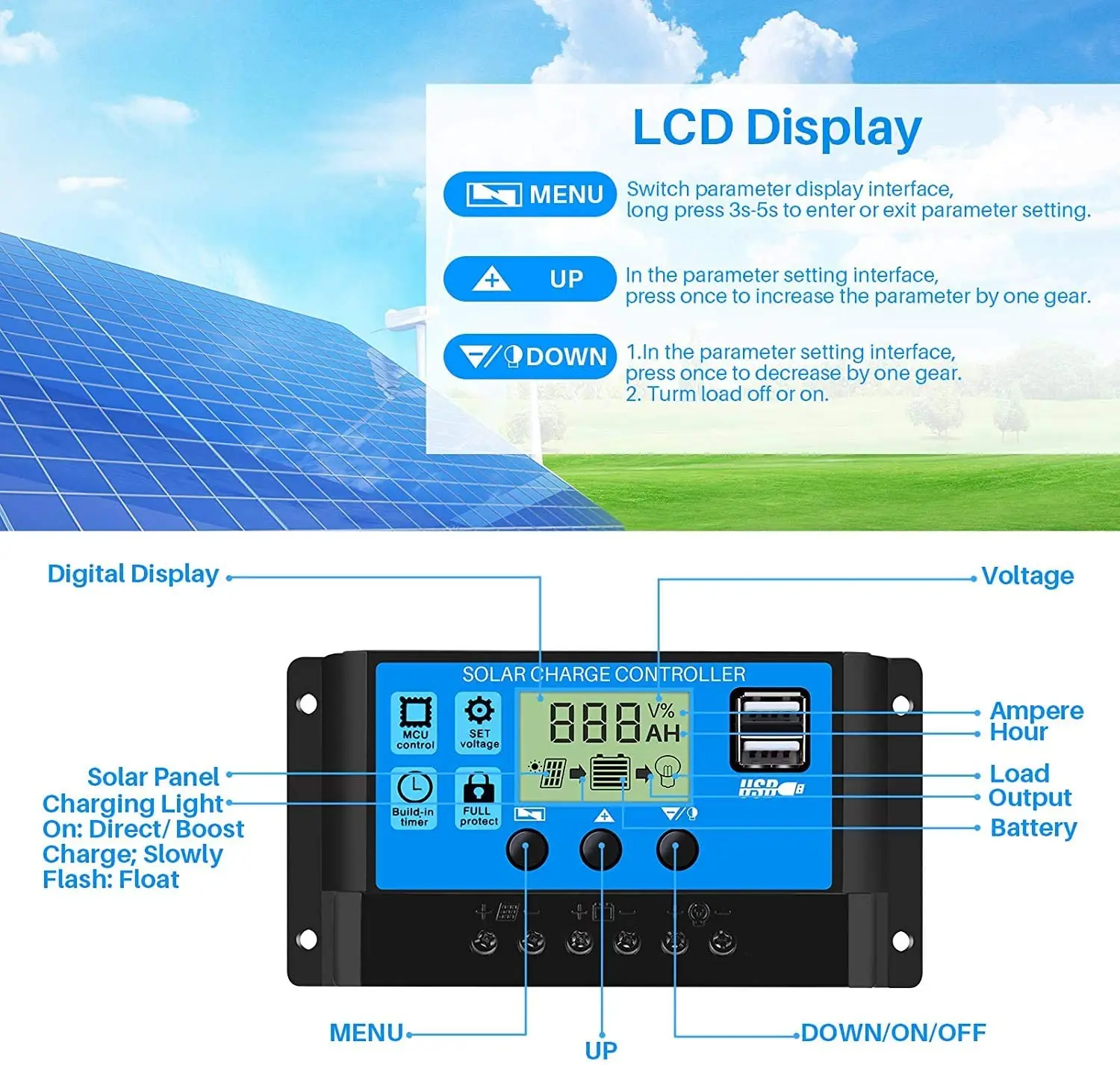 Pwm Solar Charge Controller For Lifepo4 Battery Prismatic Tracer3215Bn Mppt 12V 24V 30A With Alternator Charging And Shore Power
