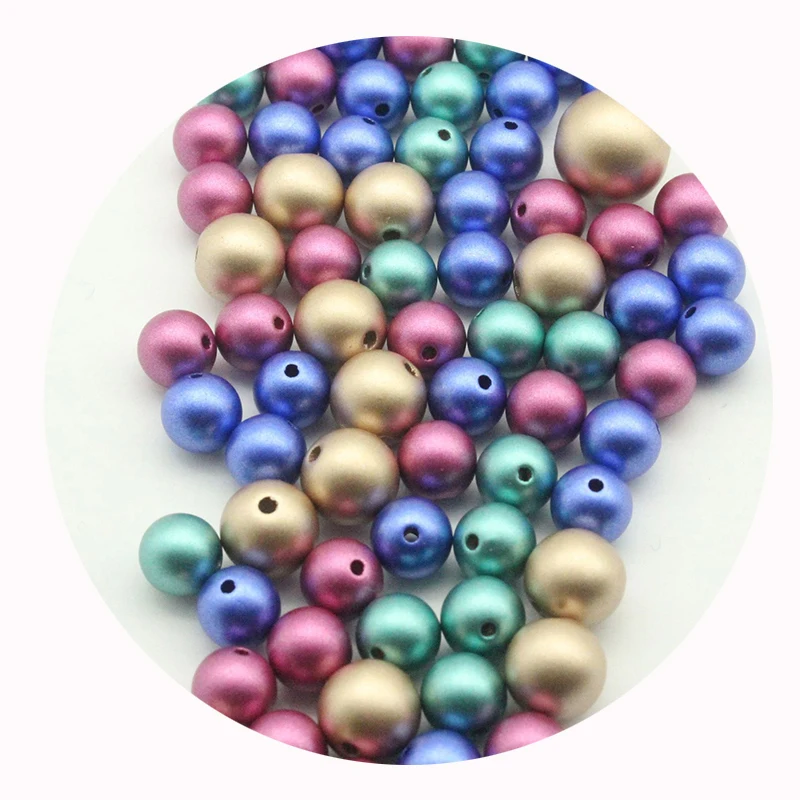 500g/bag Matte colorful Chunky Gumball Beads for jewelry making round loose beads in bulk ABS pearl beads wholesale