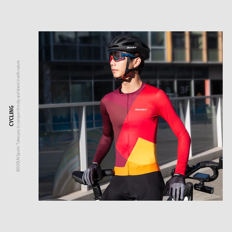 HBG 2110 Outdoor Popular Cycling Top for Men Long Sleeve Riding Jersey Sweat-absorbing and Breathable Bike Wear Suit Customized