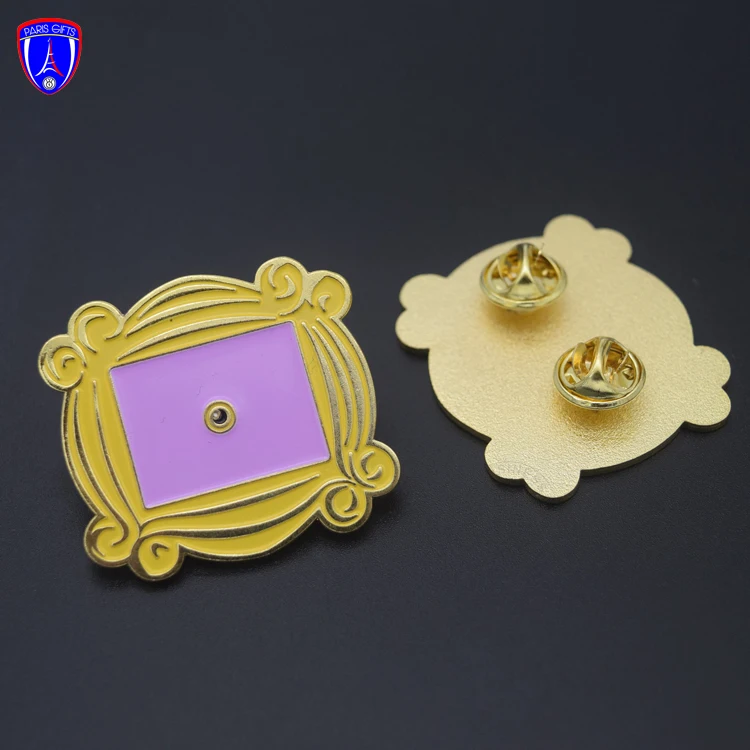 hot selling soft enamel yellow and purple colorful lapel pin heart shape lapel pin badge for kids decoration