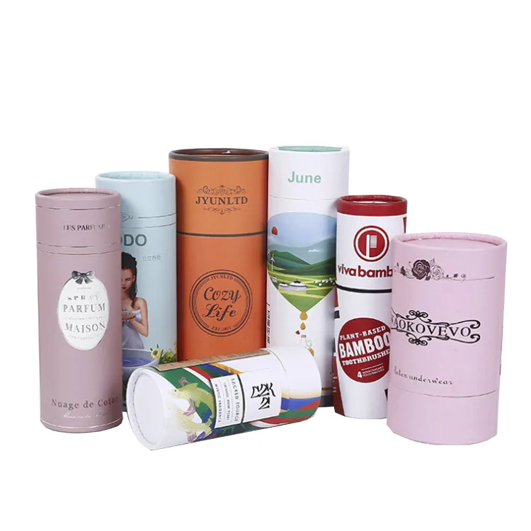 Wholesale Luxury Cylinder Paperboard Childproof Tea Tube Packaging Paper Cosmetic Canister Cylinder Packaging Box