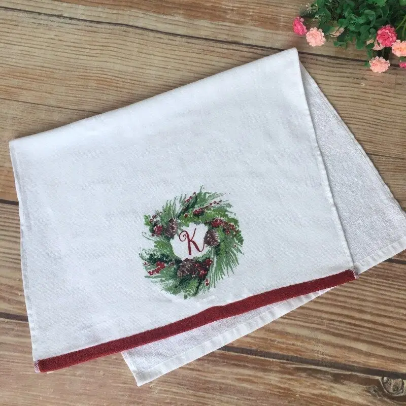 Wholesale best cotton kitchen towel Christmas Tea towel with printing