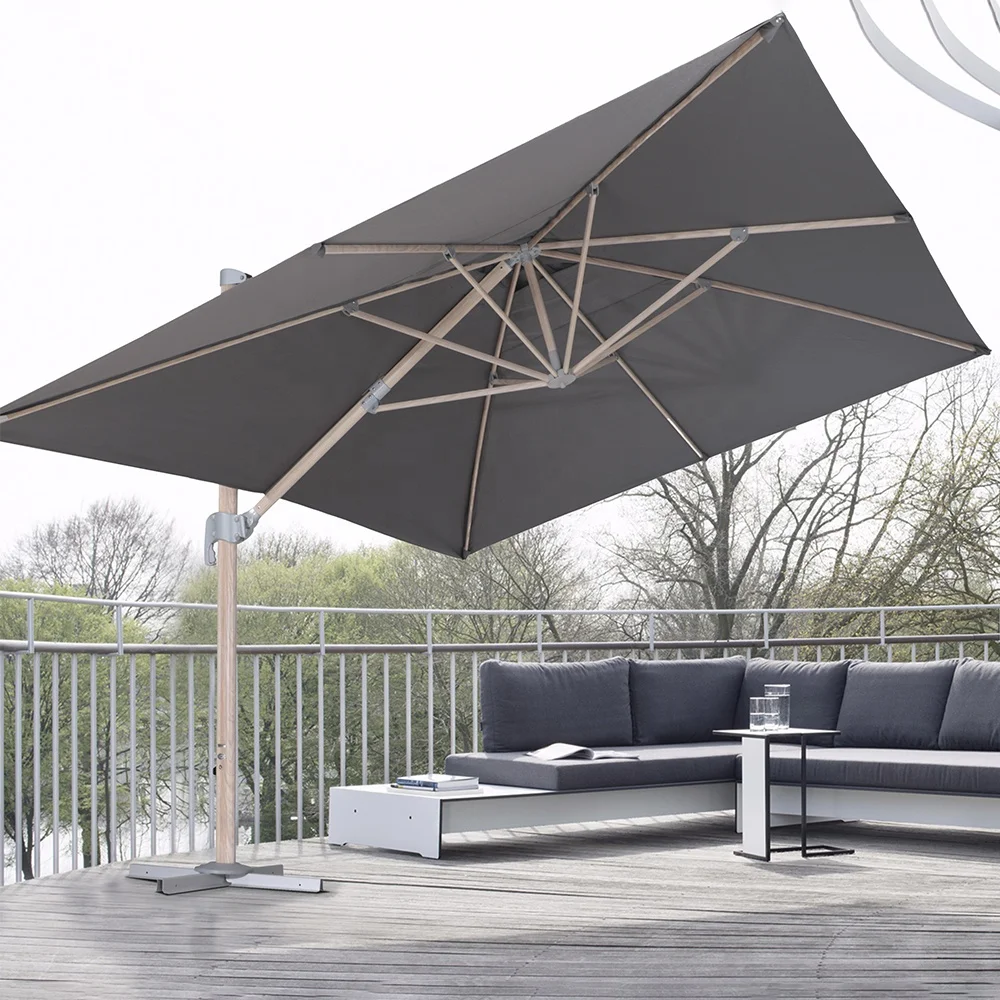 Cheap Price Big Outdoor Umbrella 4mx3m Cantilever Patio Parasol Sun Garden Courtyard Black Cafe Umbrella
