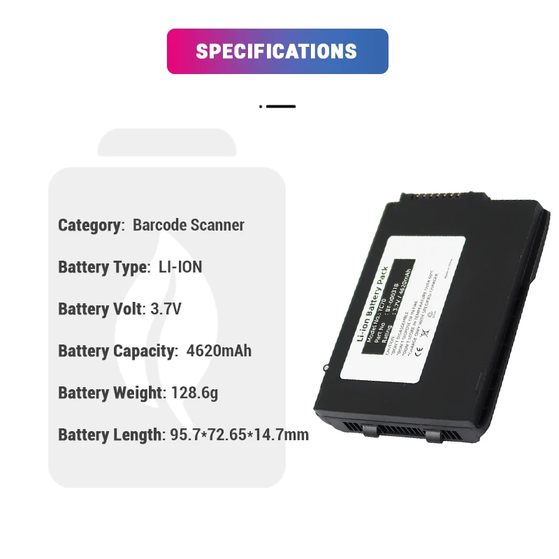 3.7V 4620mAh Replacement Battery Lithium Ion Rechargeable TC70 TC75 TC70x TC700 Battery Pack for Barcode Scanner