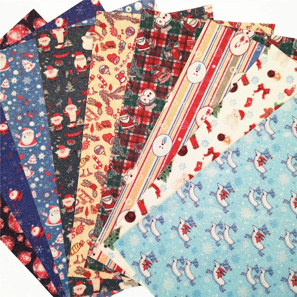 
20cm*30cm Christmas Design Printed Shiny Sparkly Supper Fine Glitter Faux Leather Sheets A4 Fabric For Hair Bows Earings 