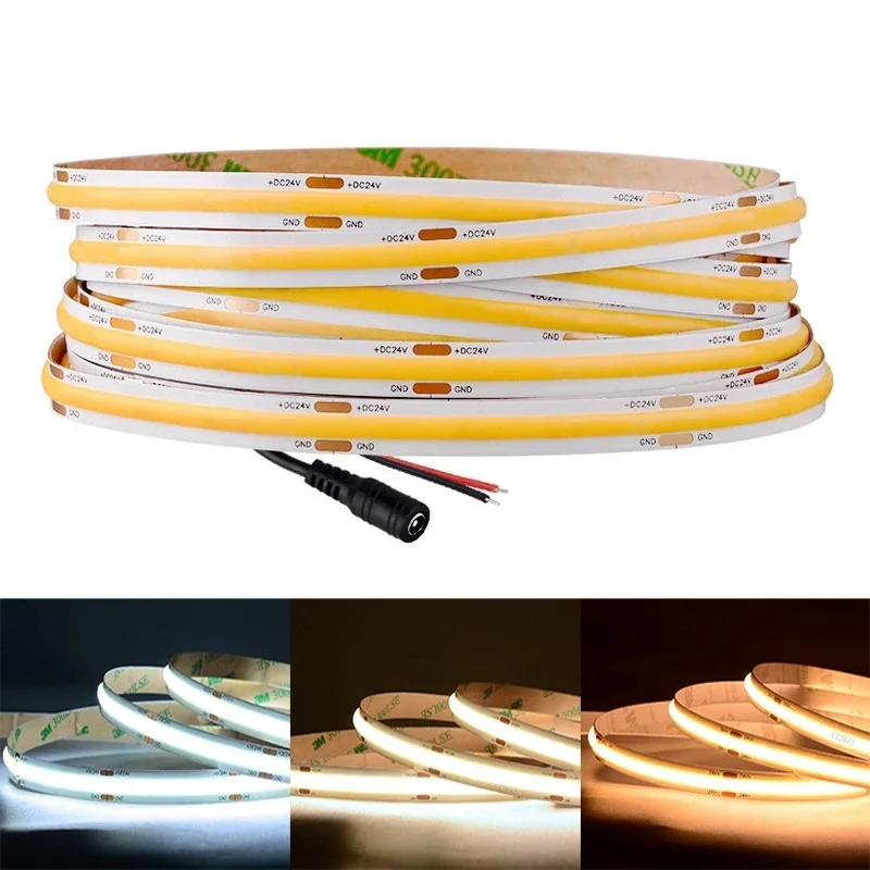 Wholesale Dot-free Cob Led Light Strip 12v 24v Ce Rohs Custom Color Adjustable Flexible Cob Led Light Strip