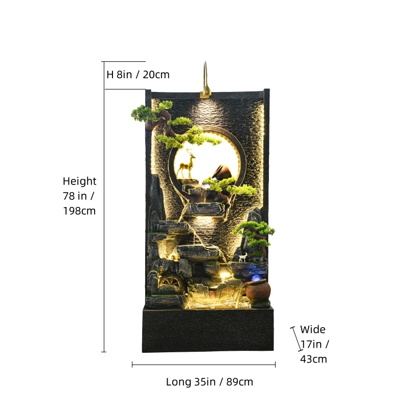 Large Size Feature Custom Made Black Granite Wall Waterfall water Fountain outdoor garden