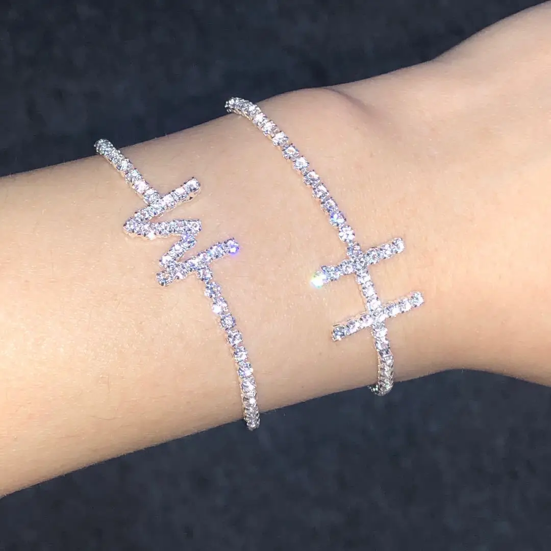  Ножные браслеты Eico с кристаллами и стразами теннисные на щиколотку буквами