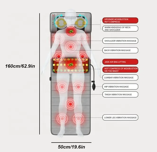 Full Body Multi Function Electric Shiatsu Massage Mat Multifunctional Electric Heated Massage Chair Back Pad for Back Lumbar