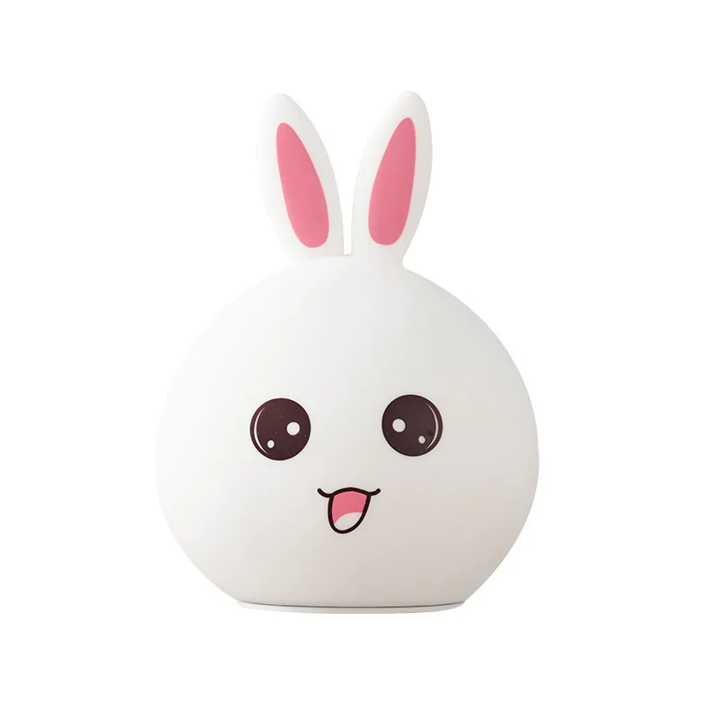Multi Color Changing Rabbit Cartoon Led Lamp Touch Sensor Baby Night Light Idea Cute Soft Silicone Bunny Nursery Light
