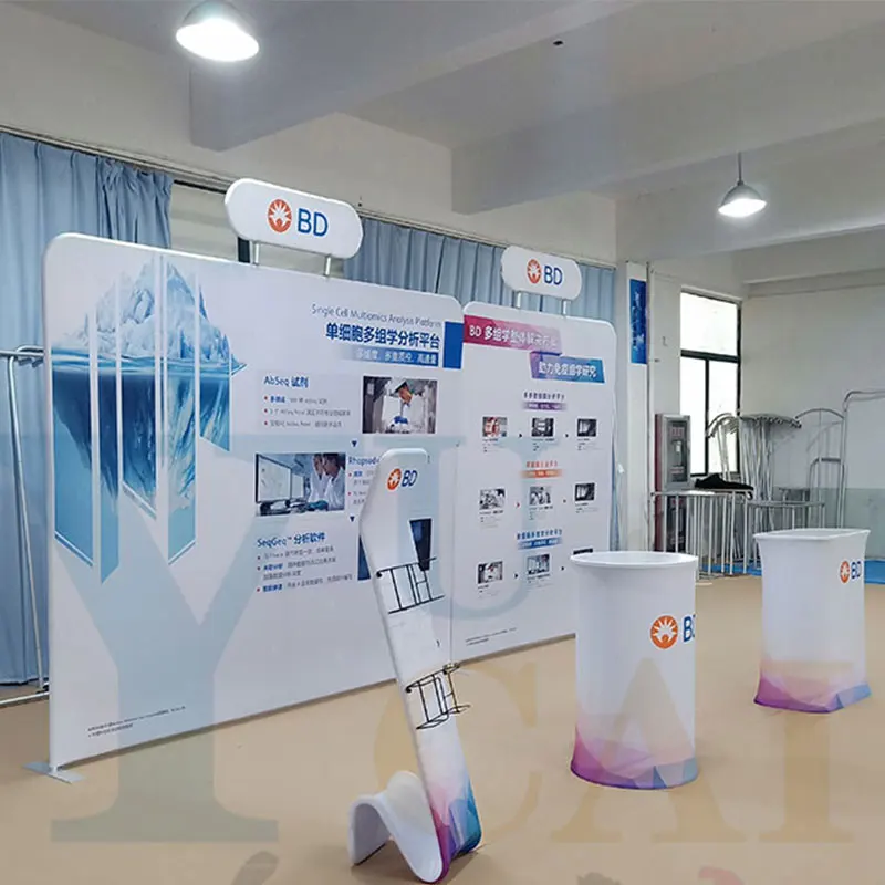 Рекламный стенд для выставки портативный 8 футов 10 12 прямая стенка растягивающаяся ткань баннер дисплей