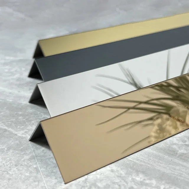 Stainless steel tile trim L shape profile metal trim Tile Corner Gold Brushed Trims for wall edge decoration