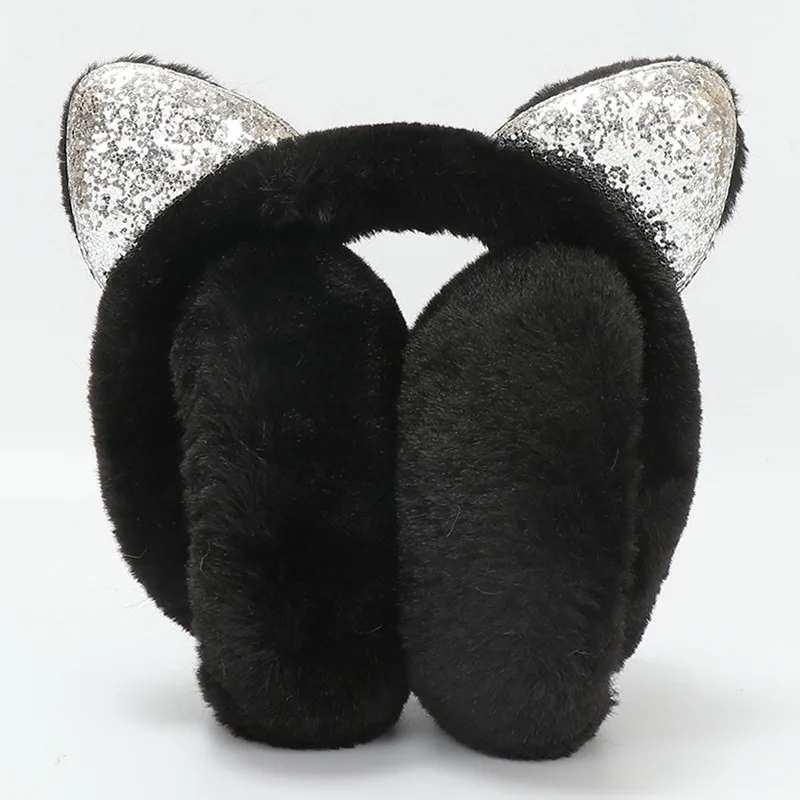 Wholesale Custom Tiktok Hot Sale Cute Cat Ear Muffs Winter Ear Warmers Solid Soft Plush Winter Fur Earmuff