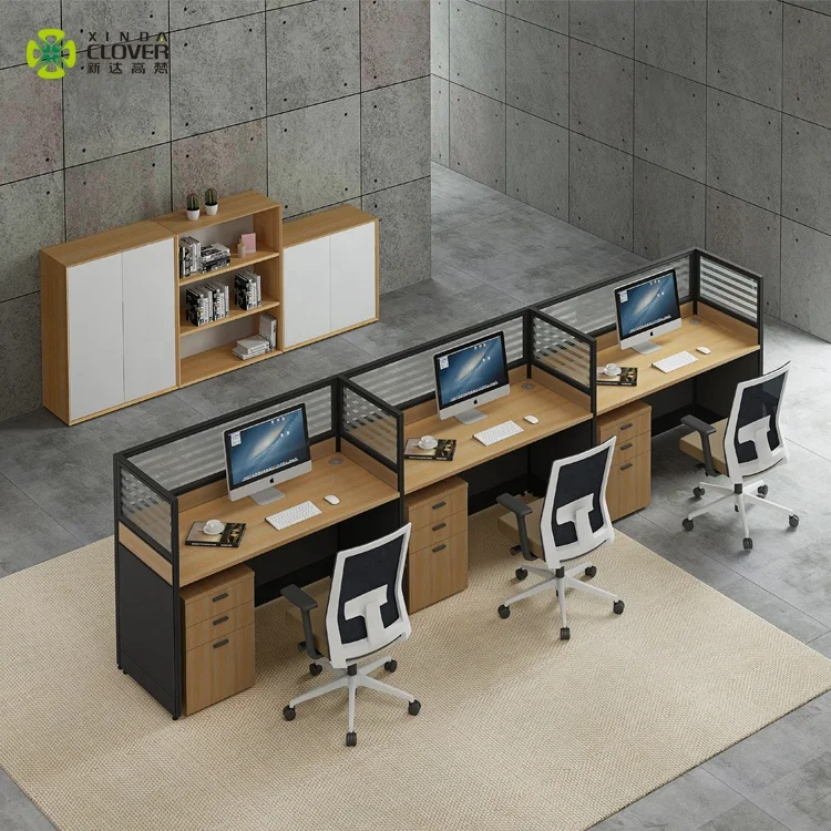 3 Persons Office Desk Modern Office Linear Workstation Office Cubicles For Sale