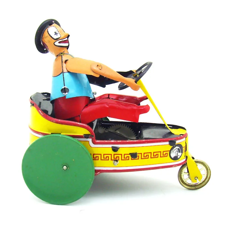 Clown On Tricycle Wind Up Tin Toy Cast Iron Craft