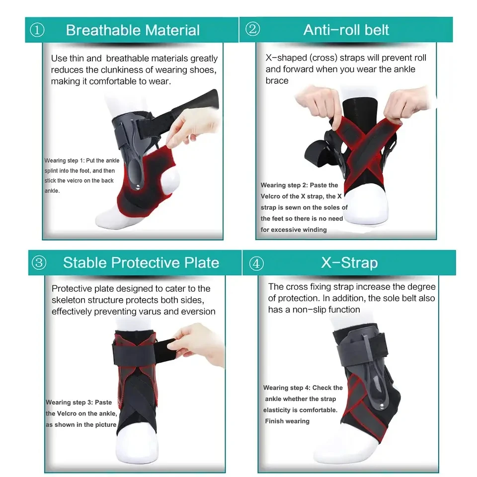 HKJD Adjustable Wraps Orthopedic Compression Ankle Brace Support  Protection Sprain Ankle Brace Basketball For Men And Women
