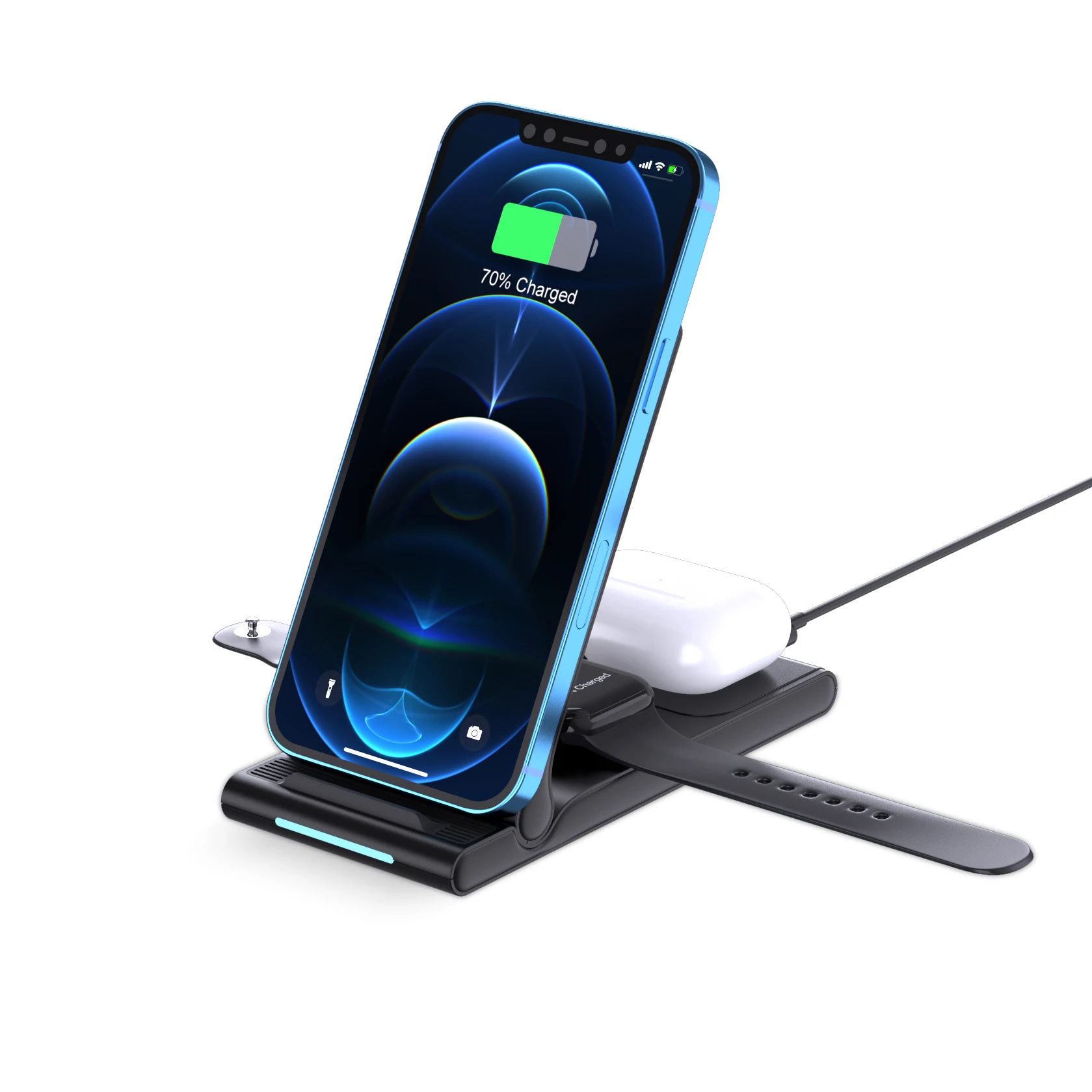 New Arrivals 2024 15W Strong Magnetic Mobile Phone Stand Wireless Charger Travel Station 3 in 1 Wireless charger For Samsung Qi