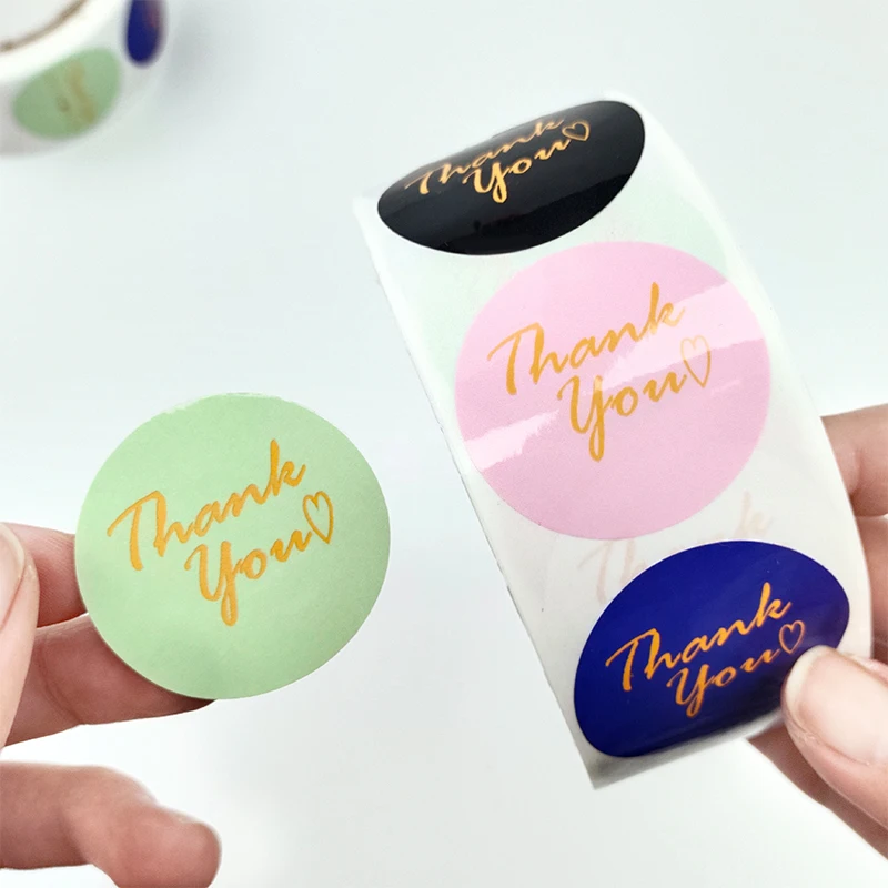 1.5 Inch Thank You Sticker, Gold Foil Round Vinyl Sticker Thank You For Supporting My Small Business Sticker ,Logo Sticker Roll