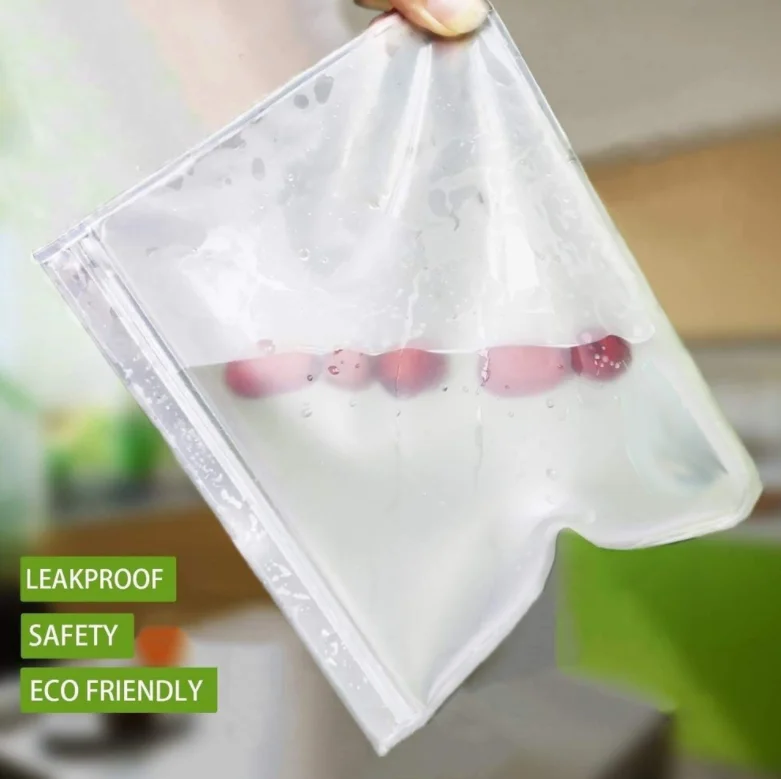 
Ecofriendly Reusable Silicone Food Storage Bag Leakproof Food Storage Bags Clear Fresh Keeping bag 