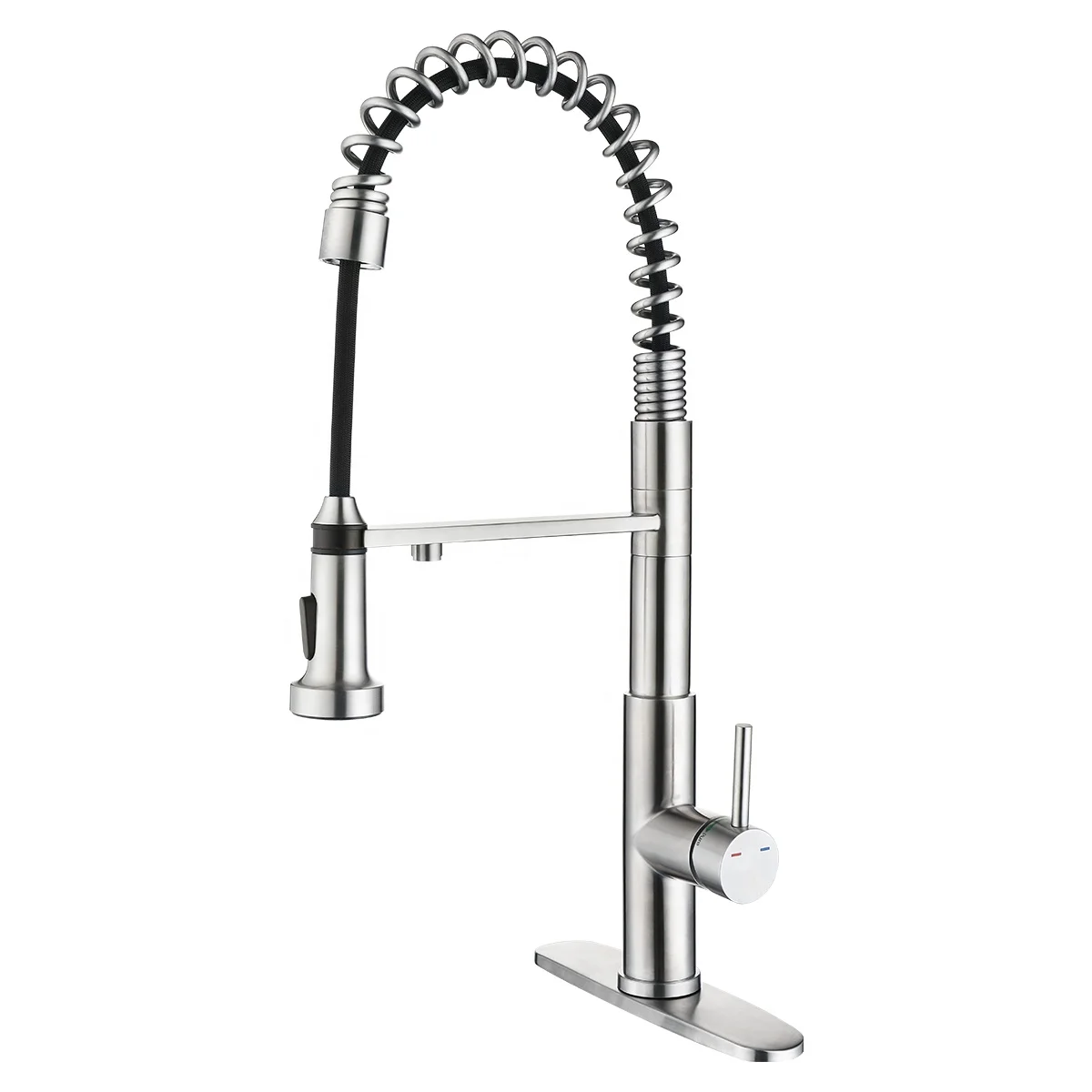 3 Way Water Filter Tap Brushed Steel With Pull Out Spray Removable Magnetic Spring Faucet Kitchen Sink Mixer Tap