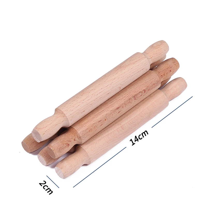 Armazon 14cm Mud Roller Pottery Tools Rolling Pin With Handle Happy Wooden Kitchen Toy Set