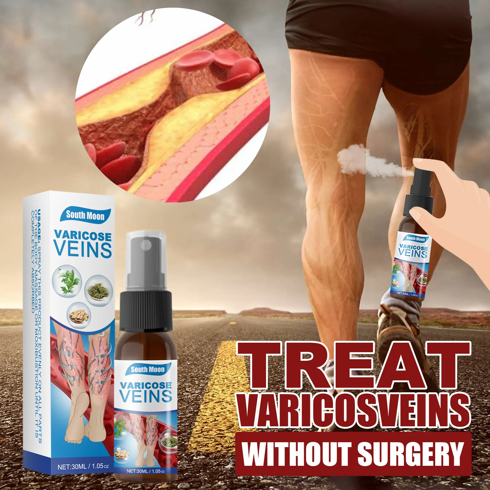 New Arrival Healthy Care Spray Smooth Varicose Veins Relieve Swelling and Pain Varicose Veins Spray