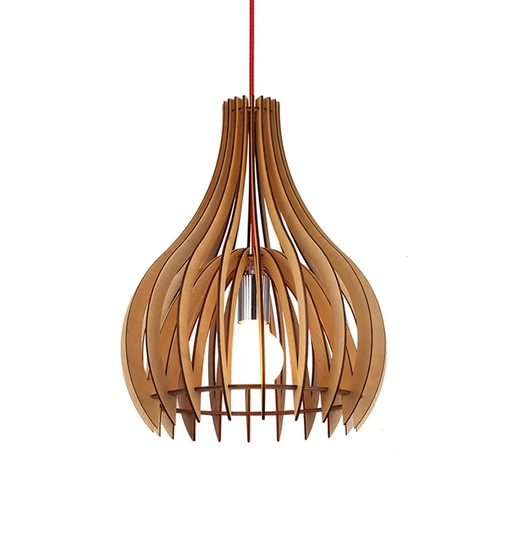 2020 new restaurant design wooden lampshade modern rattan pendant lamp for home decor