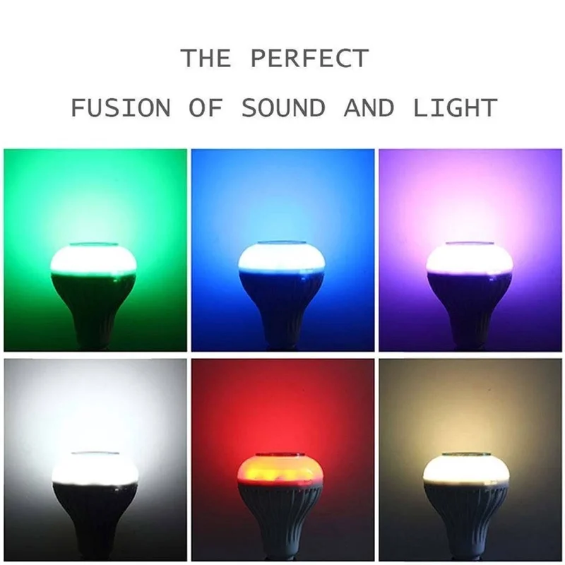 Лампа RGB E27 музыкальная меняющая цвет, 12 Вт, колонка с Bluetooth, разноцветная декоративная лампа с дистанционным управлением для вечеринки и дома