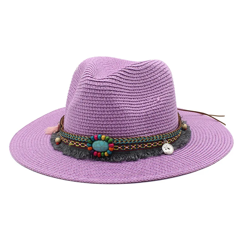 New Style Cowboy Folk-custom Summer Unisex Outdoor Leisure Wide Eaves Hats Sunproof Panama Hats Woven Straw Hats