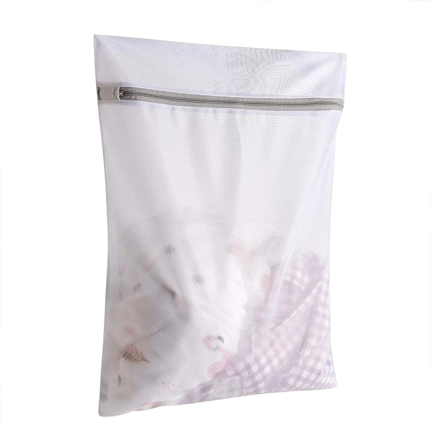 Mesh Laundry Bag Set of 6, White Delicate Durable Polyester Wash Bags with Zipper for Laundry Blouse Hosiery Stocking Underwear