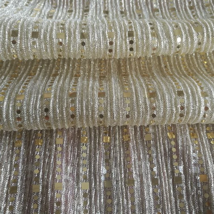 Lurex Metallic Pleated Fabric Pleating Sequin Two Tone Mesh Lame Moonlight with