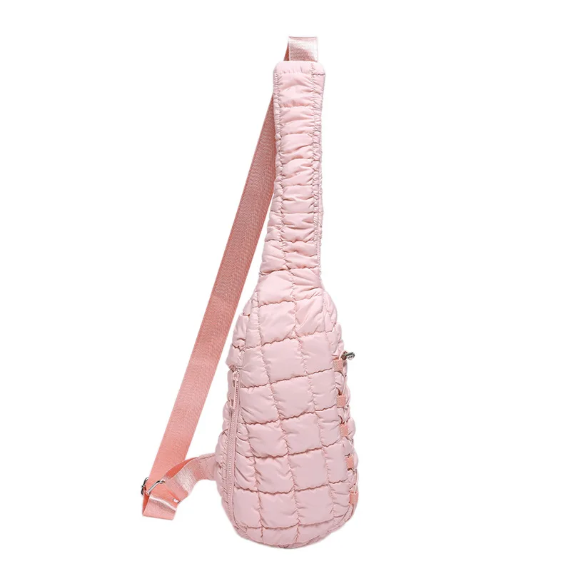 Wholesale Women Puffer Sling Bag Shoulder High Quality Custom Sports Bag Fashion Quilted Chest Bag for Women