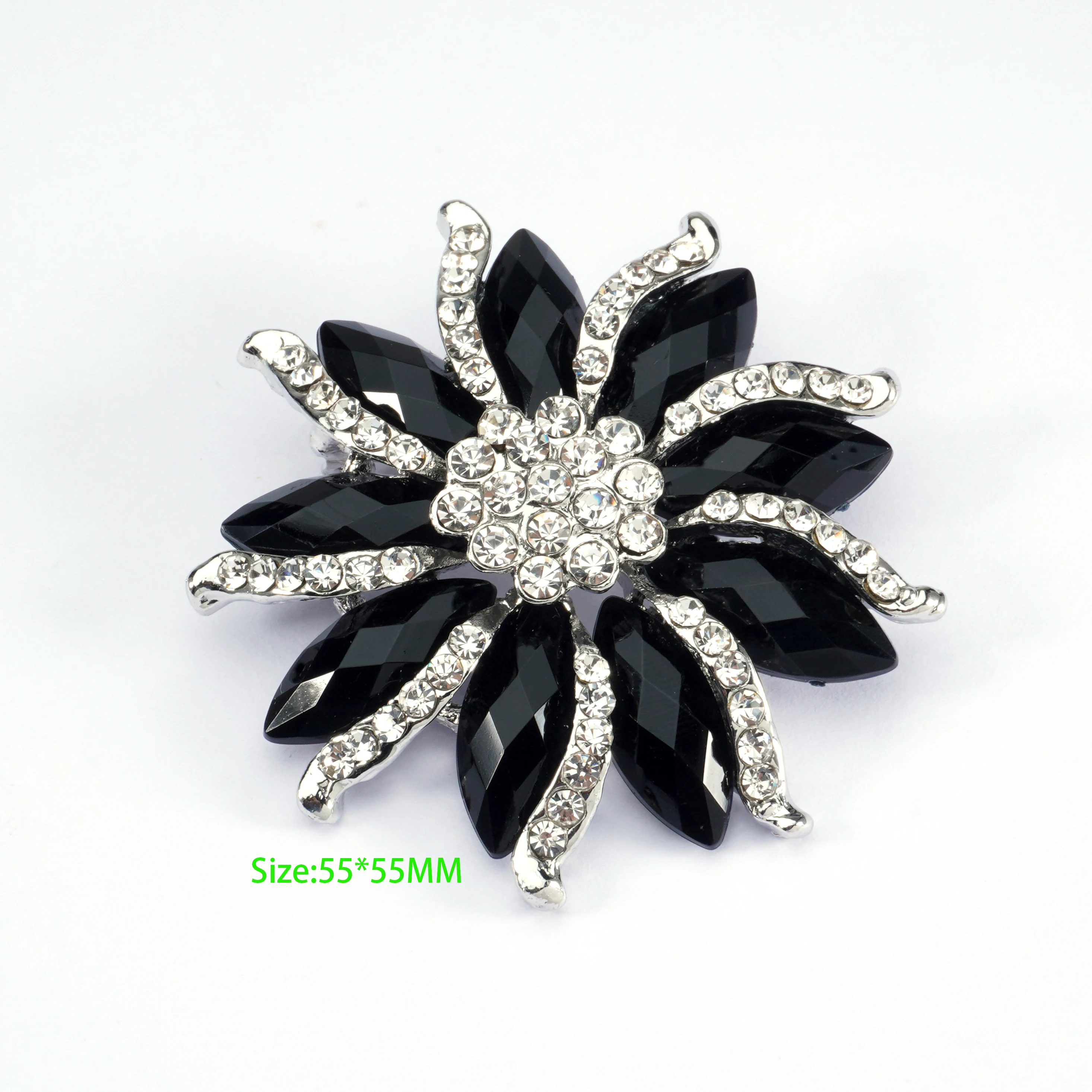 Fashion Handmade Cheap Jewellery Accessories Brooches Crystal Rhinestone Diamond Black Flower Design Brooch Pins For Ladies Suit