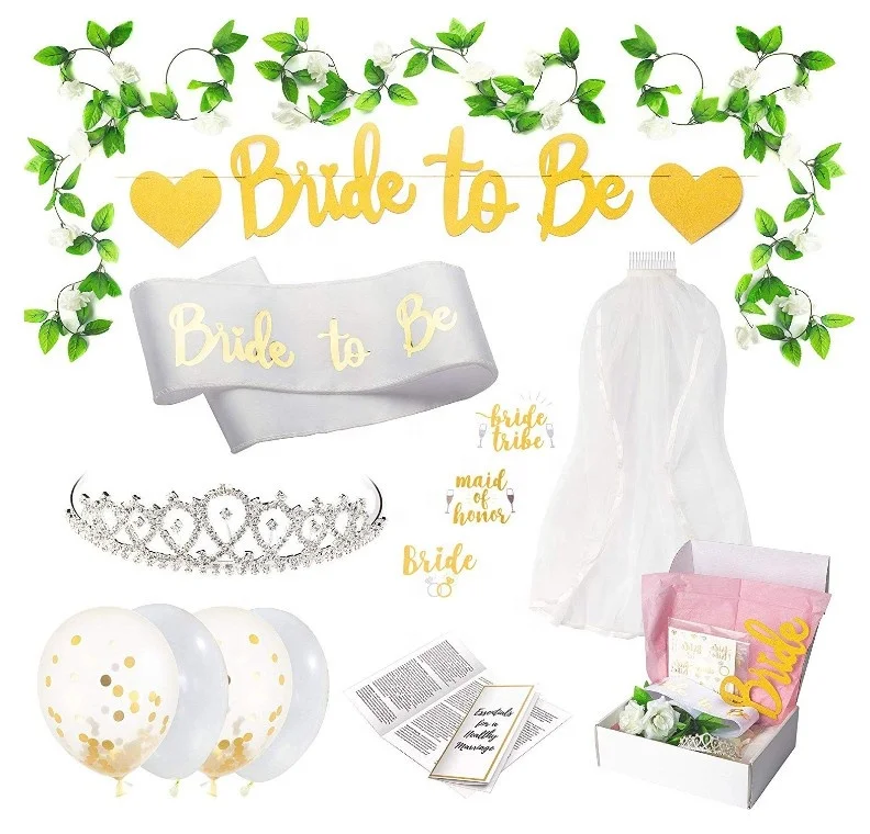 2022 Trend Bride To Be Sash Balloons Gold Bridal Shower Bachelorette Party Supplies Decorations Kit for Hen Party Accessories