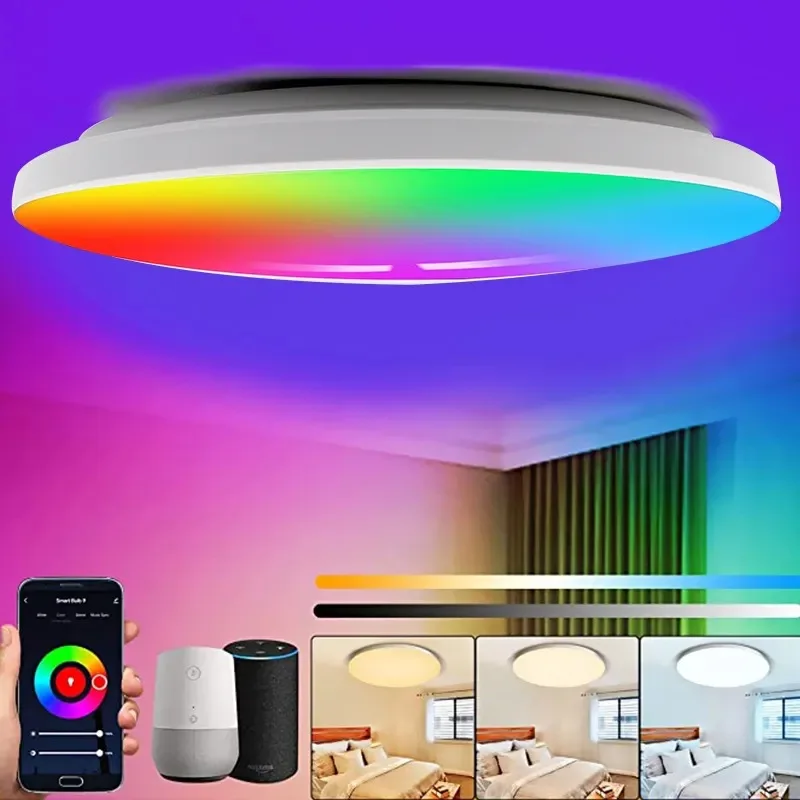 Tuya WiFi RGBCW Led Lights Ceiling Lamp Chandelier Living Room Decoration Work With Alexa Google Home Smart Ceiling Light