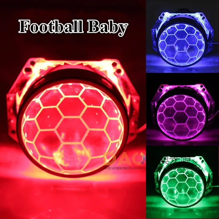 DAO super bright OEM  car headlight projector lens blue coating bi xenon football lens for auto light replacement