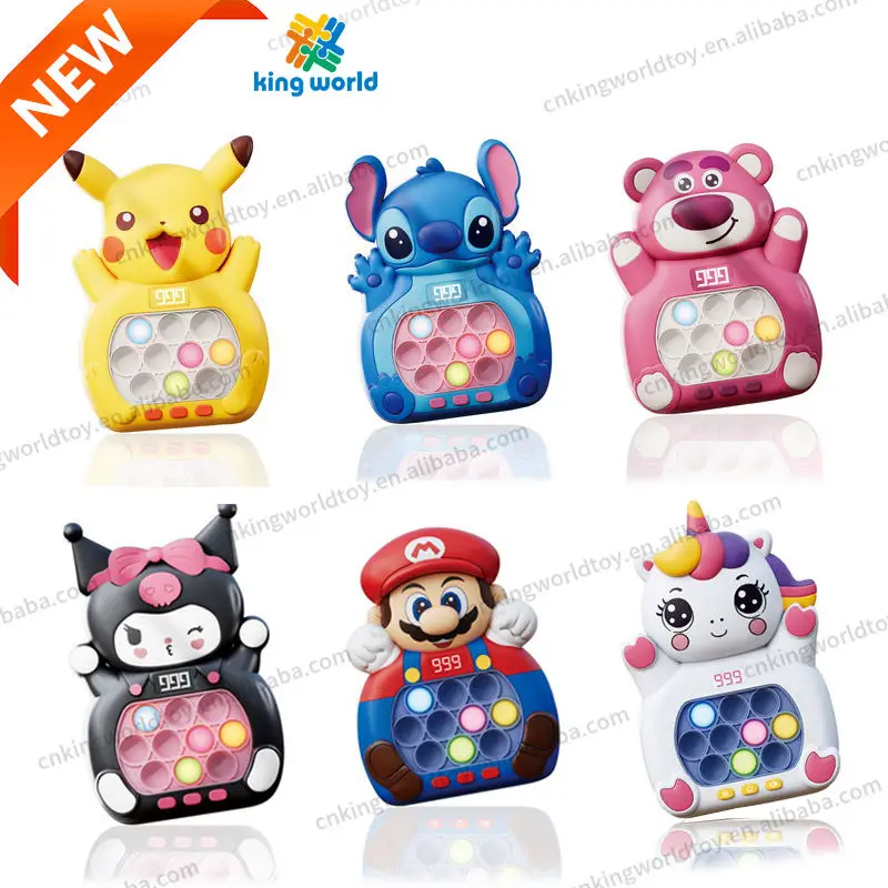 2024 New Cartoon Super Mali Pokemoned Kurumi Stitch Electronic Pop Push Press Handle Fidget Quick Squeeze Relief Toys Push Game