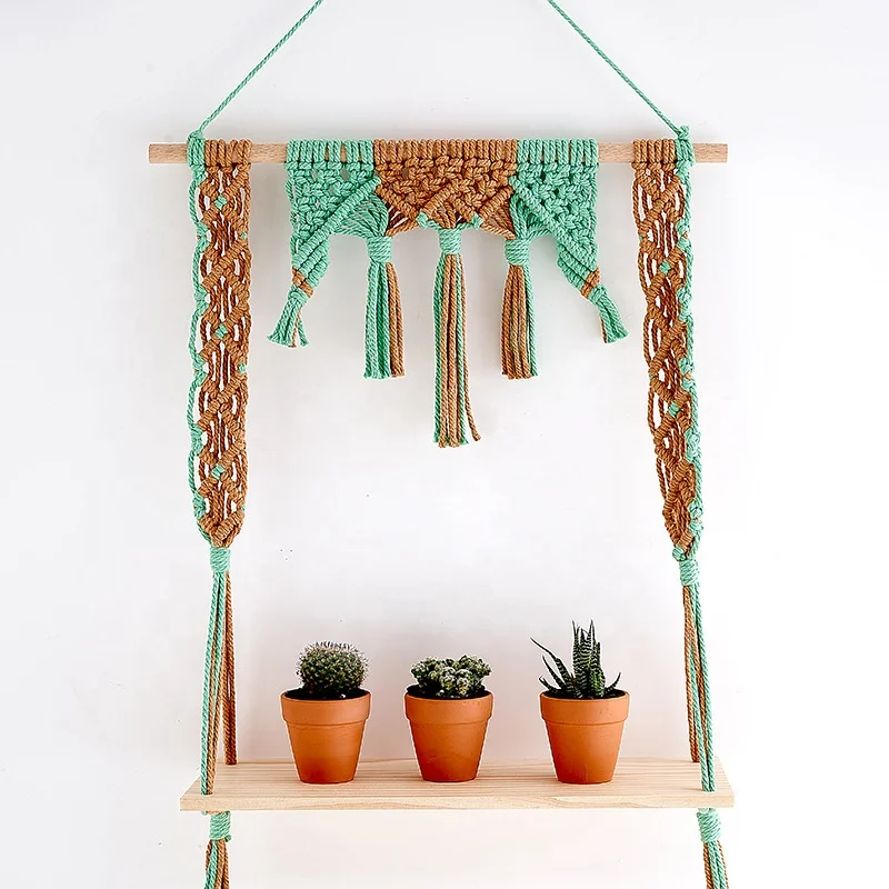 Home decoration Handmade Macrame Wall Hanging Shelf Boho Indoor Rope Plant Hanger Holder