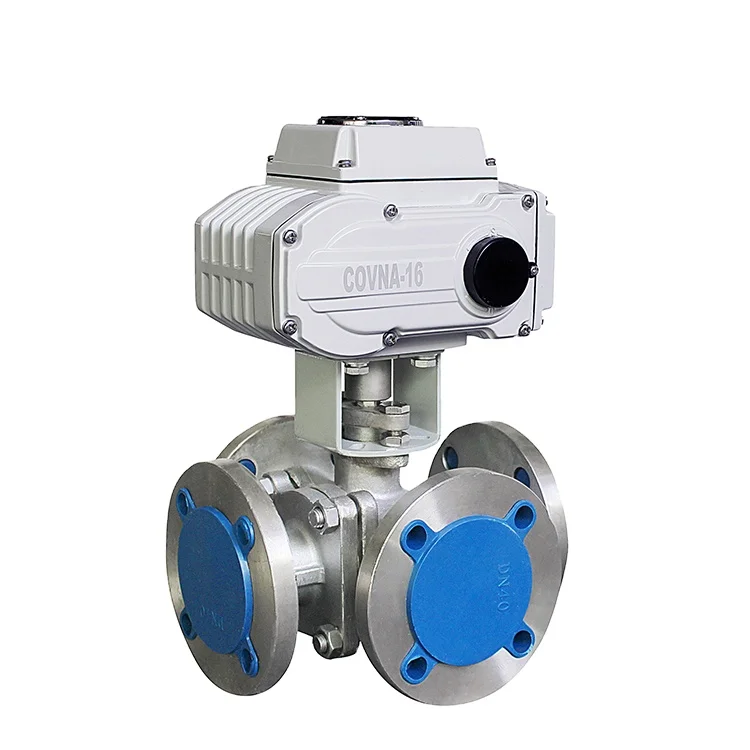 COVNA 12V 24V 220V 4 Way Stainless Steel On Off Type Electric Actuator Motorized Electric Industrial Flow Control Valve